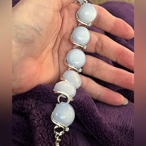 Silver bracelet with light blue opalite stones. 7” long. EUC. - Picture 7 of 9